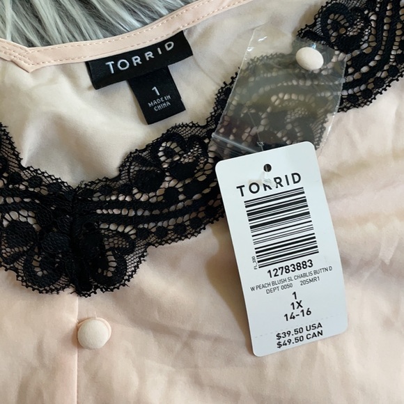TORRID Light Pink and Black Lace Button Cami - Picture 4 of 5